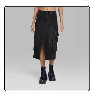 New Wild Fable Black Denim Cargo Skirt size XXS
